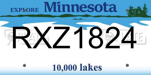 RXZ1824 Minnesota License Plate