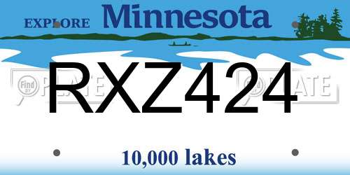 RXZ424 Minnesota License Plate