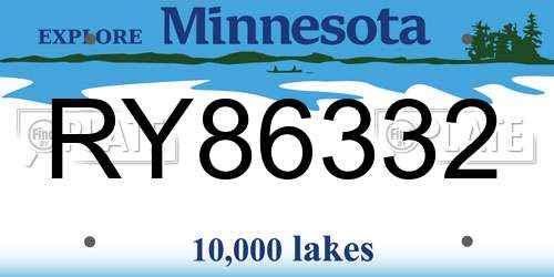 RY86332 Minnesota License Plate
