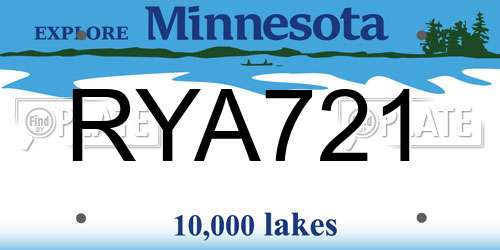 RYA721 Minnesota License Plate