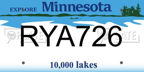 RYA726 Minnesota License Plate