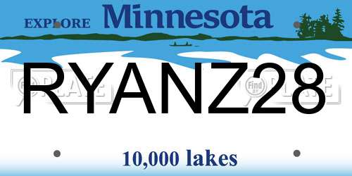 RYANZ28 Minnesota License Plate