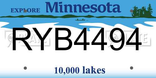 RYB4494 Minnesota License Plate