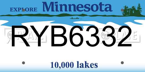 RYB6332 Minnesota License Plate