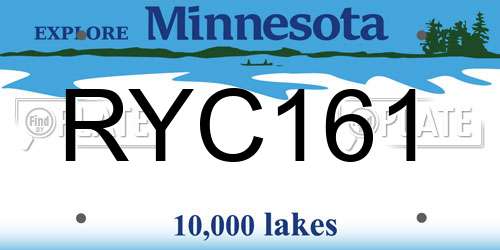 RYC161 Minnesota License Plate