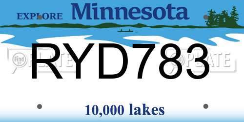RYD783 Minnesota License Plate