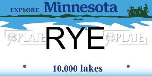 RYE Minnesota License Plate