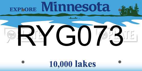 RYG073 Minnesota License Plate