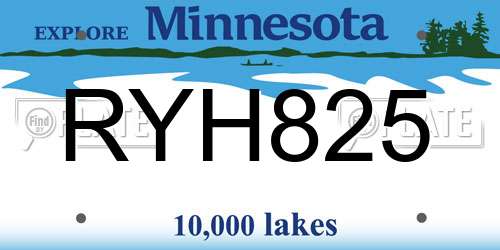 RYH825 Minnesota License Plate