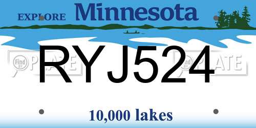 RYJ524 Minnesota License Plate