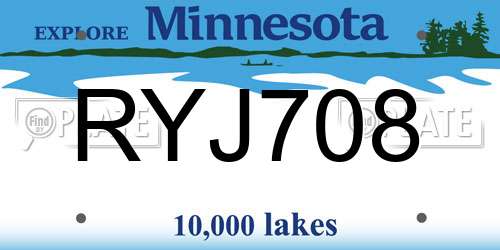 RYJ708 Minnesota License Plate