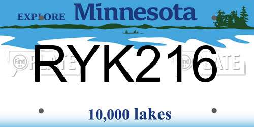 RYK216 Minnesota License Plate