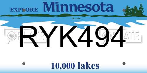 RYK494 Minnesota License Plate
