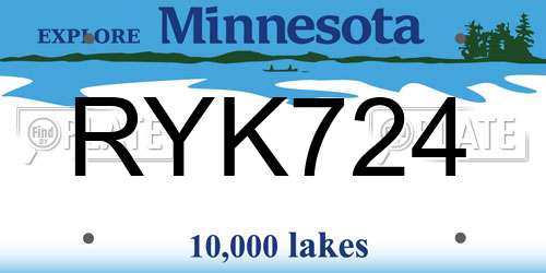 RYK724 Minnesota License Plate