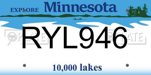 RYL946 Minnesota License Plate