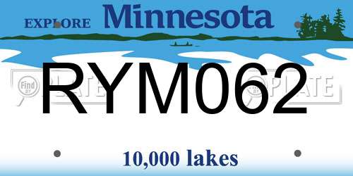 RYM062 Minnesota License Plate