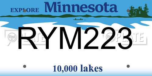 RYM223 Minnesota License Plate