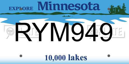 RYM949 Minnesota License Plate