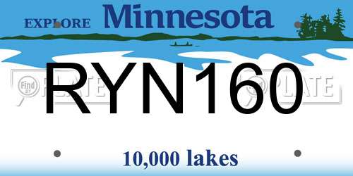RYN160 Minnesota License Plate
