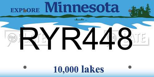 RYR448 Minnesota License Plate