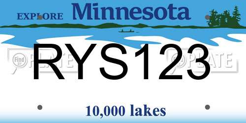 RYS123 Minnesota License Plate