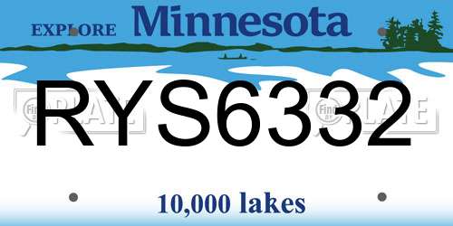 RYS6332 Minnesota License Plate