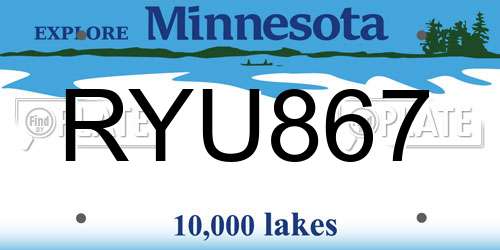 RYU867 Minnesota License Plate