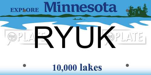 RYUK Minnesota License Plate