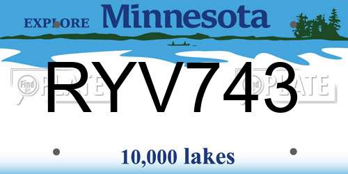 RYV743 Minnesota License Plate