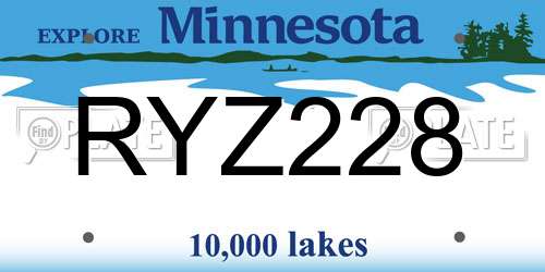 RYZ228 Minnesota License Plate