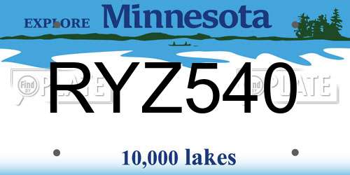 RYZ540 Minnesota License Plate
