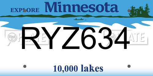 RYZ634 Minnesota License Plate