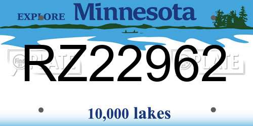 RZ22962 Minnesota License Plate