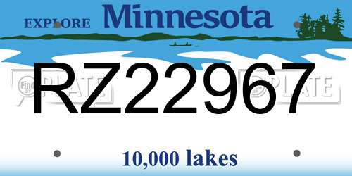 RZ22967 Minnesota License Plate