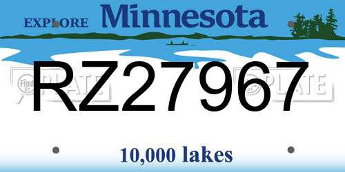 RZ27967 Minnesota License Plate