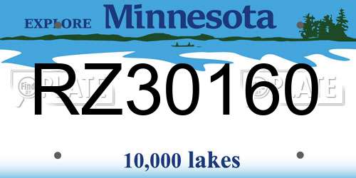 RZ30160 Minnesota License Plate