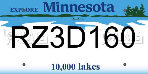 RZ3D160 Minnesota License Plate