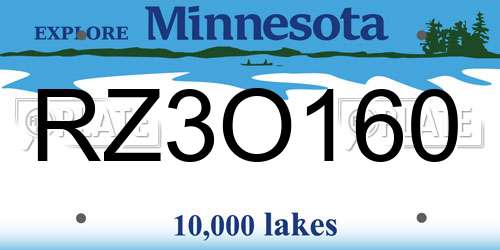 RZ3O160 Minnesota License Plate