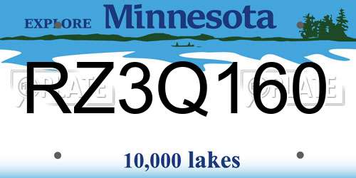 RZ3Q160 Minnesota License Plate