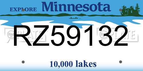 RZ59132 Minnesota License Plate