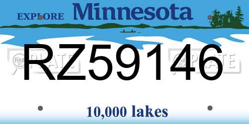 RZ59146 Minnesota License Plate