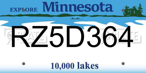 RZ5D364 Minnesota License Plate