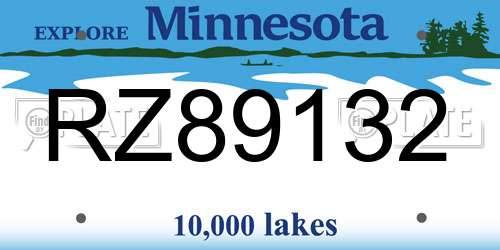 RZ89132 Minnesota License Plate