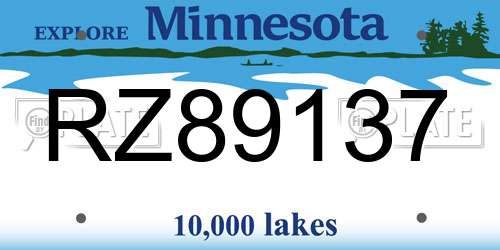 RZ89137 Minnesota License Plate