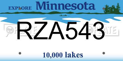 RZA543 Minnesota License Plate