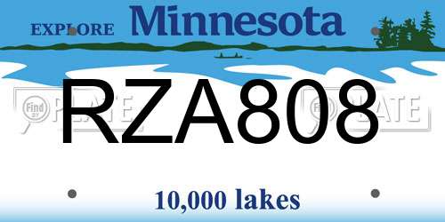 RZA808 Minnesota License Plate