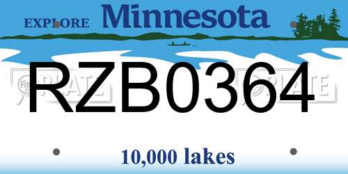 RZB0364 Minnesota License Plate