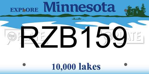 RZB159 Minnesota License Plate