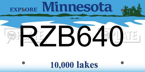 RZB640 Minnesota License Plate