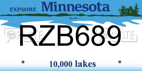 RZB689 Minnesota License Plate